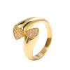 Design Europeu e Americano Novo Anel Redondo Amor Novo Anel Aberto Zircônia Banhado a Ouro Retrô Feminino Torcido
