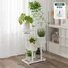 Soporte para Flores para Sala de Estar, Estante Móvil para Flores de Piso, Soporte de Exhibición de Macetas de Flores de Hierro Artístico para Balcón de Múltiples Capas