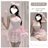 Top de tirantes rosa jacquard hecho a mano de Domi La, lencería sexy estilo Lolita con un aire puro y seductor.