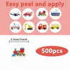 500 Pegatinas/Rollo Cinta Adhesiva en Rollo de Vehículos de Ingeniería Pegatinas de Ánimo Pegatinas Selladoras Impermeables de PVC Decorativas Venta Caliente Transfronteriza