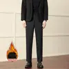Outono Inverno 2026 Calças Grossas Masculinas Estilo Coreano Tendência Retas Largas Versáteis Casuais Calças de Terno de Lã Engrossadas
