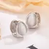 Brincos Geométricos Pendentes de Pedra Olho de Gato Simples e Compactos, Estilo de Nicho Fashion, Brincos Elegantes para o Dia a Dia com um Toque de Luxo para Mulheres