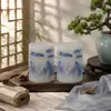 Velas cilíndricas estampadas estilo porcelana azul y blanca, creativas, para uso en el hogar, velas decorativas sin humo para bodas y cenas a la luz de las velas