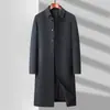 Casaco trench coat masculino transfronteiriço 2026 outono e inverno, estilo longo acima do joelho, lapela executiva, casaco oficial estilo militar casual de negócios para meia-idade