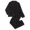 Pijama Cardigan Arrugado de Burbujas Transfronterizo de Comercio Exterior para Mujer, Conjunto de Ropa de Casa de Manga Larga y Pantalón Largo, Estilo Dulce y Sencillo de Niña con Estampado
