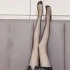 Meias calças de seda fiada no centro com entrepernas em T para mulheres, anti-puxões de verão, ultra finas, invisíveis, nas cores preta e nude, com ponta transparente