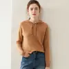 Sudadera con capucha de punto estilo coreano, tejido acanalado, suelta, adelgazante, para otoño e invierno, engrosada, cálida, de cachemira, para mujer