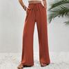 Moda Feminina Europeia e Americana Transfronteiriça de Outono Inicial Calças Casuais Longas Elegantes de Cor Sólida com Amarração na Cintura de Cintura Alta Pg5854