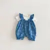 Ropa de Bebé, Mono Estilo Verano, Mono con Estampado de Parches de Mezclilla para Bebés Niñas, Mameluco, Traje para Gatear al Aire Libre