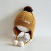 Sombrero para bebé de bola de pelo pequeña estándar inglés, sombrero de lana para otoño e invierno, sombrero de punto para bebé, sombrero de invierno cálido para bebé con protección para las orejas
