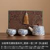 Juego de Té Portátil para Viaje Azul y Blanco Horno Ru Tetera de Mano Taza de Té Anti-quemaduras Juego de Té Kung Fu Juego de Regalo Personalizado