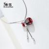 Collar Bolsa de la Suerte de Plata de Ley 925 para Mujer Año de Vida Calabaza Roja Bolsa de Dinero Collar Joyería Exquisita para el Cabello
