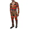 Moda Masculina Primavera/Verão 2025 Terno de Camisa Marca Estampada Peça Dupla Manga Longa Slim Respirável Algodão Estilo Elegante