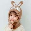 Conjunto de Chapéu e Cachecol Infantil para Outono e Inverno, Chapéu Fofo e Adorável com Orelhas de Coelho com Proteção para as Orelhas para Meninos e Meninas