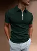 Camisa Polo de Verano 2025 para Hombre de Amazon Transfronterizo Color Sólido Manga Corta Camiseta Lel Top Casual Ropa Masculina Europea y Americana
