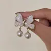 Pendientes de Mariposa de Cristal Degradado Perla para Mujer 2024 Nuevo Diseño de Nicho Pendientes de Lujo Ligero Pendientes Coreanos de Gama Alta