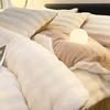 Juego de cama de cuatro piezas de terciopelo de conejo clase A, ropa de cama de terciopelo de leche simple engrosada de doble cara de terciopelo coral, sábana de invierno, funda nórdica estilo Ins