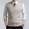 Colete Tricotado de Inverno 2026 Comércio Exterior Transfronteiriço Suéter Masculino Colete Masculino para Homens de Meia-Idade Suéter de Lã em Camadas para Homens