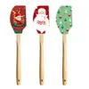 Raspador de Silicona Impreso Mango de Madera Raspador de Silicona Impreso Raspador de Silicona Papá Noel de Navidad