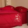 100S Nuevo Estilo Chino Rojo Grande Bordado Ropa de Cama para Boda Juego de Cuatro Piezas de Algodón Puro Algodón Puro Juego de Regalo para Boda de Recién Casados