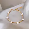 Pulsera Irregular de Perlas de Agua Dulce Barrocas y Fragmentos de Oro para Mujer, Elegante y Moderna Pulsera de Perlas en Forma de Pétalo