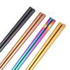 Palillos chinos cuadrados de acero inoxidable 304, antideslizantes, de metal, para una sola persona, de titanio, para uso comercial, para uso doméstico, venta al por mayor