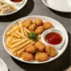 Plato para dumplings de plástico con platillo para salsa de vinagre, plato para dumplings, plato para camarones de banquete, plato para papas fritas, plato comercial de imitación de porcelana, plato de plástico