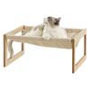 Hamaca de Madera para Gatos de Interior Cama Elevada para Gatos Soporte de Madera Silla para Gatos Cueva para Gatos Montada en la Pared Cama Portátil para Mascotas de Piso para Gatos