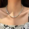 Collar de cuentas de colores con perlas de agua dulce y piedra Shoushan para mujer, gargantilla vintage con patrón de cuentas de ábaco, cadena en capas