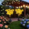 Novedad Más Vendida Luz de Césped Decoración de Jardín Exterior con 3 Cabezas de Girasol, Lirio Araña y Diente de León Alimentada por Energía Solar