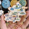 Ímã de geladeira de quebra-cabeça de metal com mapa de atrações de Pequim, ímã de geladeira de liga de combinação de patchwork personalizado, fábrica Fama