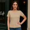 Para Exportação 160g Algodão Puro Manga Curta Blusa de Primavera Feminina Cor Lisa Camiseta Normcore Slim Fit Gola Redonda Interna Fina Versátil