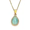 Colar Cruzado Explosivo Luxo Leve Sentido de Alto Padrão Forma de Gota Sem Cor Aço Titânio Feminino Moda Elegante Banhado a Ouro 18K Pingente