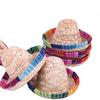 Sombrero para Botella de Vino Pequeño Sombrero de Paja Mexicano Mini Sombrero para Mascota Sombrero de Paja Accesorios para Muñecas Set de Sombrero Bufanda para Botella de Vino