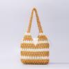Bolsa de Madera Hueca con Cuentas de Comercio Exterior, Bolso Tejido a Mano con Bloques de Color, Bolso de Playa para Vacaciones en la Costa, Bolso de Mano de Gama Alta para Mujer