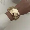 Diseño de Moda Transfronterizo Pulsera de Resorte Irregular Exagerada Ola Metal Ins Brillo Ancho Pulsera Moda
