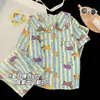 Conjunto de Tres Piezas de Pijamas Infantiles para Niñas, Algodón Nube, Estilo Princesa Primavera y Verano, Nuevo Estilo 2026, Manga Corta, Ropa de Casa Dulce y Linda para Niñas