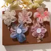 Atmósfera etérea estilo antiguo malla degradada rama de flor de cristal DIY pasador Hanfu chino accesorio para el cabello para mujer y accesorio para la cabeza