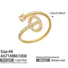 Anillo Set Geométrico Día Corazón Incrustado con Circonita Acero Inoxidable Chapado en Oro de 18k Europeo Americano Lujo Ligero Sensación de Alta Gama Joyería Anillos para Mujeres