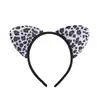 Faixa de Cabeça com Estampa de Leopardo Disponível Faixa de Cabeça de Gato Leopardo Pelúcia Acessório de Cabelo com Orelhas de Animal Grampo de Cabelo para Festa Festival