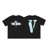 VLONE FOG Trendy Brand Big V Mother Logo Cherry Blossom Manga curta Esboço Bordado Lip Print Graffiti Print Camiseta