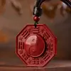 Pingente de Cinábrio Yin Yang Cinco Elementos Oito Trigramas Mina Bruta Pingente Taoísta Fu Tai Chi Oito Trigramas Marca Chaveiro Colar Masculino e Feminino