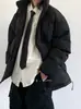 Abrigo de Algodón Retro Japonés de Color Sólido con Cuello Alto para Mujer, Chaqueta Acolchada Gruesa Holgada de Invierno, Chaqueta de Algodón Moderna Estilo Universitario
