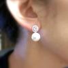 Pendientes Huajie Estilo Coreano Lujo Accesible Micro-Pavimentados Circonita Perla Nicho Ins Dulces Elegantes Pendientes Exquisitos Pequeños Pendientes