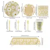 Amarillo Primavera Margarita Floral Vajilla Desechable Platos de Cena Platos de Papel Vasos de Papel Servilletas de Papel Cuchillo Tenedor Cuchara Mantel Set de Fiesta