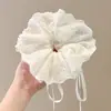 Scrunchie de rede colorido e oversized com alta elasticidade e alto apelo estético, acessório de cabelo multicamadas estilo francês