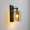 Lámpara de pared para dormitorio, lámpara de mesita de noche, minimalista moderna nórdica para pared de fondo de sala de estar, luz de pasillo, lámpara de iluminación para habitación gris ahumado