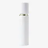Botellas de vidrio blanco mate en stock al por mayor, botellas de gran capacidad para agua-crema-sérum, materiales de empaque cosmético de lujo ligero con borde dorado