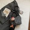 Bolso de Hombro Cruzado de Cuadros de Alta Gama para Comercio Exterior Transfronterizo Bolso Cruzado Bolso de Mano Versátil Retro para Mujer Bolso Cubo para Viajes