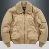 Abrigo de lana de cordero acolchado de algodón para hombre, forrado de vellón, grueso, holgado, talla grande, abrigo acolchado de algodón para hombre, solapa, ma1 piloto, chaqueta para hombre